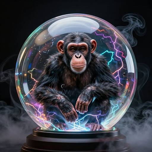 Futuristic Chimpanzee in Electric Sphere