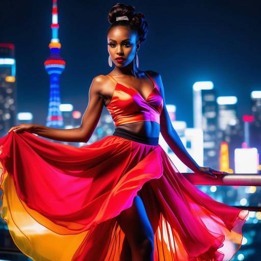 Dynamic Abstract Dancer in Neon Tokyo