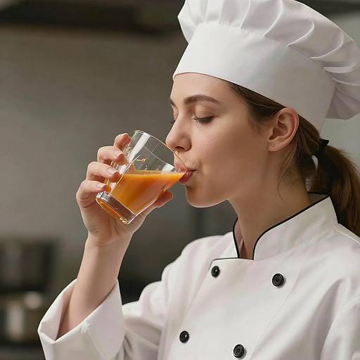 Young Woman Chef Enjoying Orange Sauce