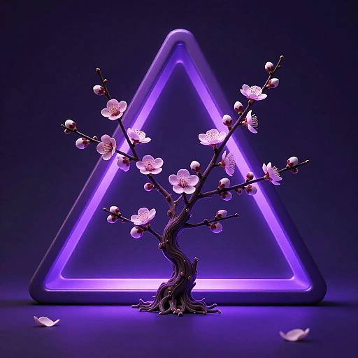 Plum Blossom with Glowing Purple Triangle