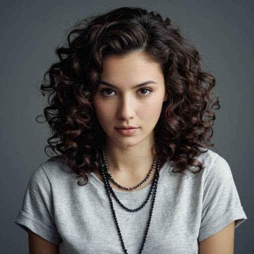 Portrait of Woman with Curly Hair and Necklace