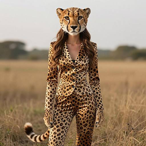 Confident Woman in Cheetah Cosplay