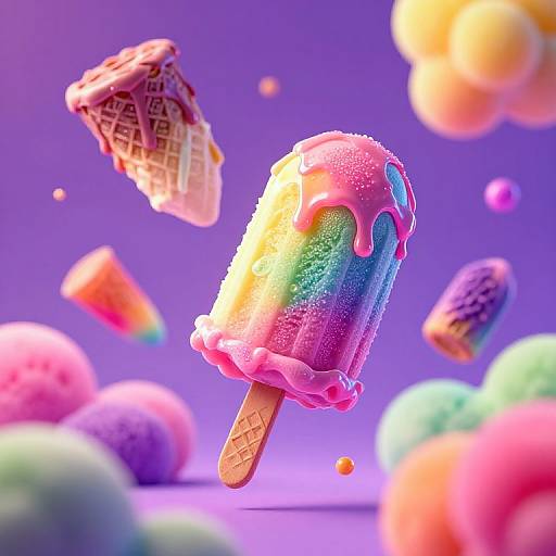 Surreal Neon Ice Cream Dreamscape