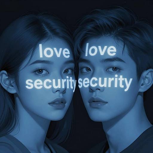 Digital Portrait of Two People with Words on Faces