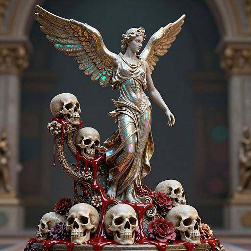 Baroque Winged Victory with Skulls