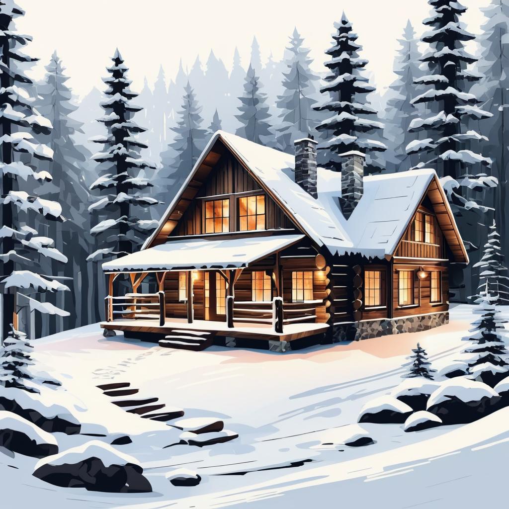 Cozy Winter Cabin in the Woods