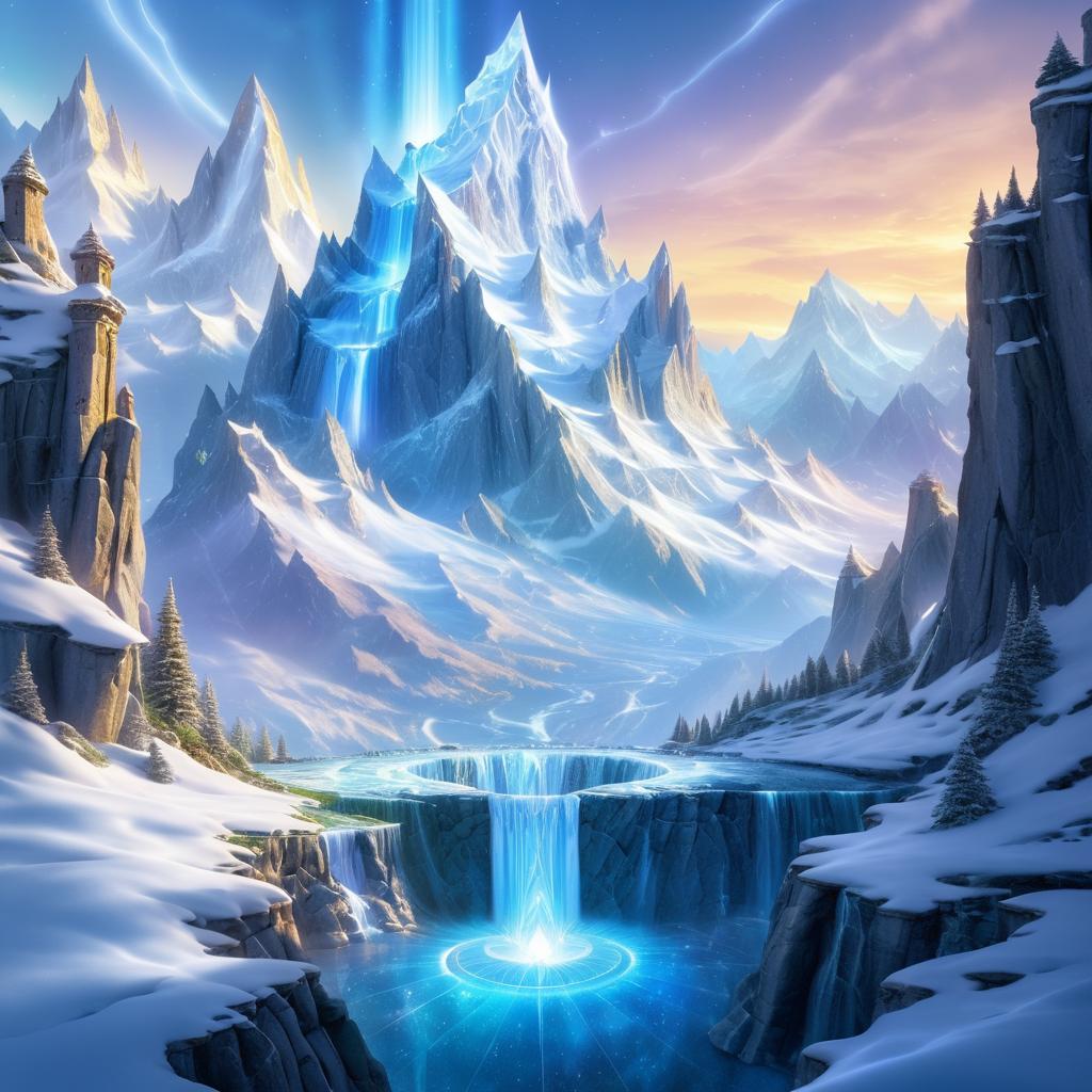 Magical Portal Above Icy Mountain Peaks