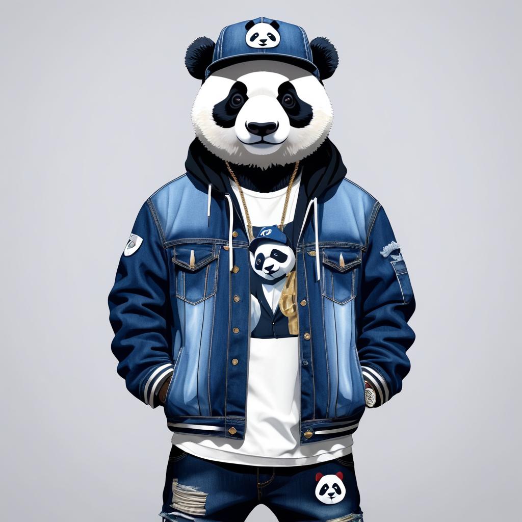 Panda Rapper in Denim Style