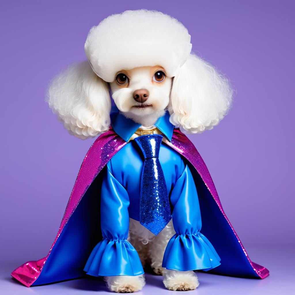 Stylish Poodle in Cape and Tie