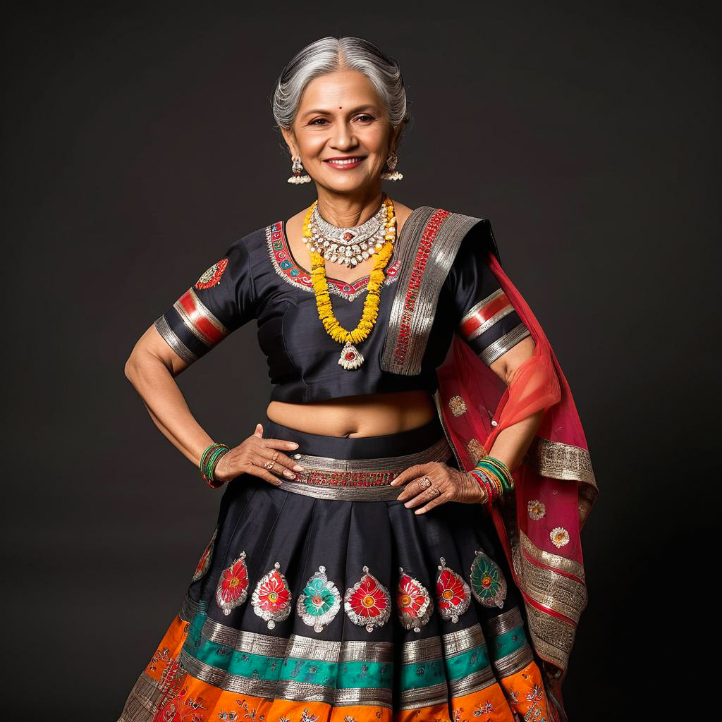 Elegant Elderly Woman in Chaniya Choli