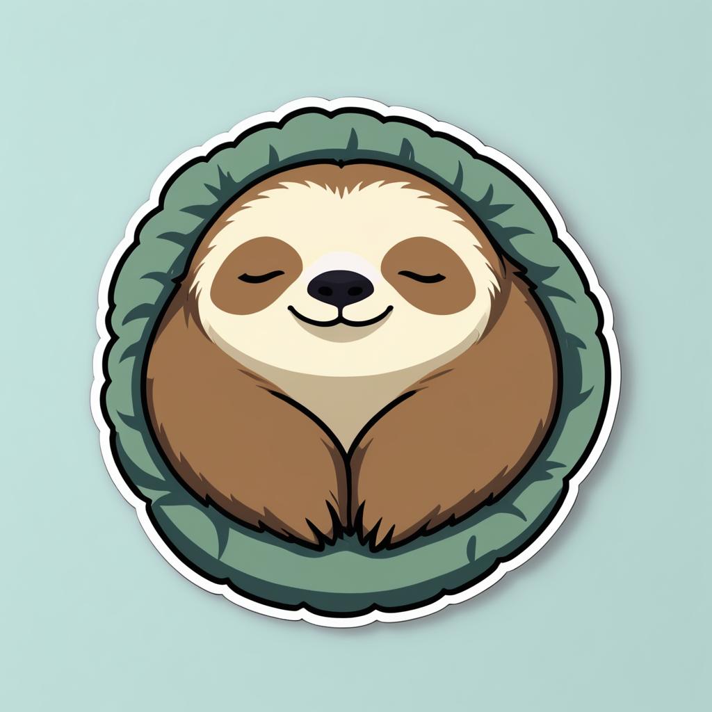 Cozy Sleepy Sloth Sticker Design