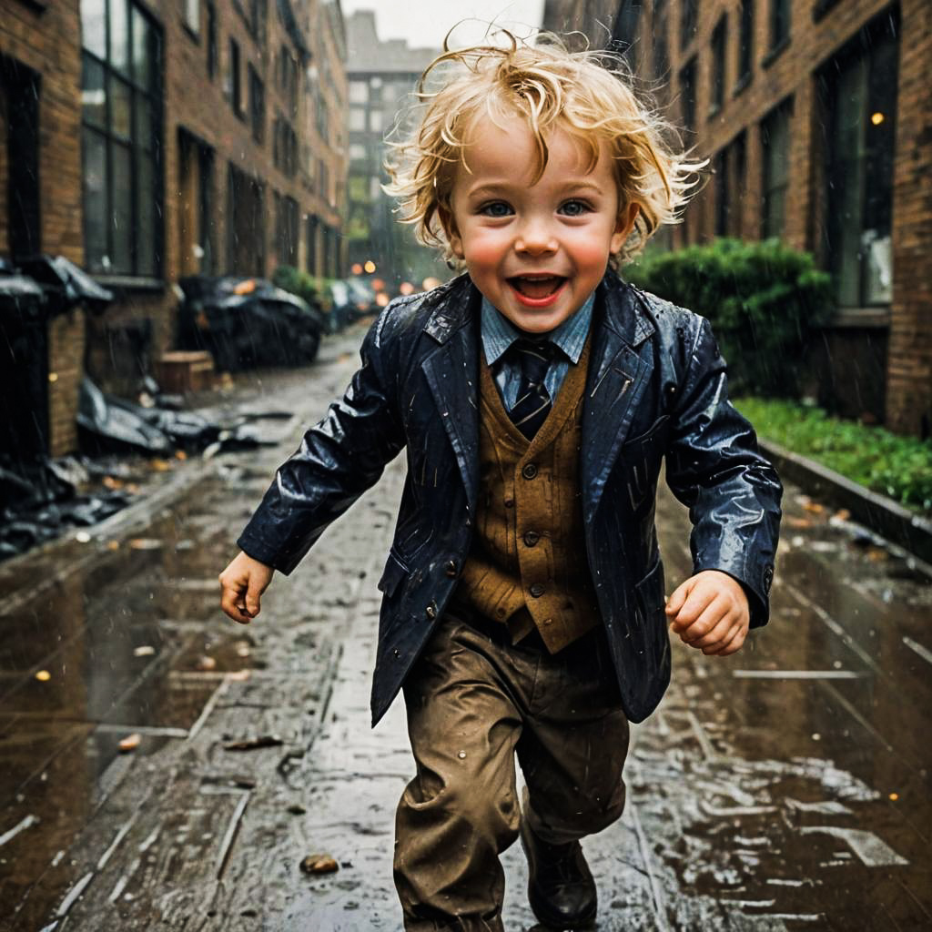 Charming Rainy Day Portrait of a Boy