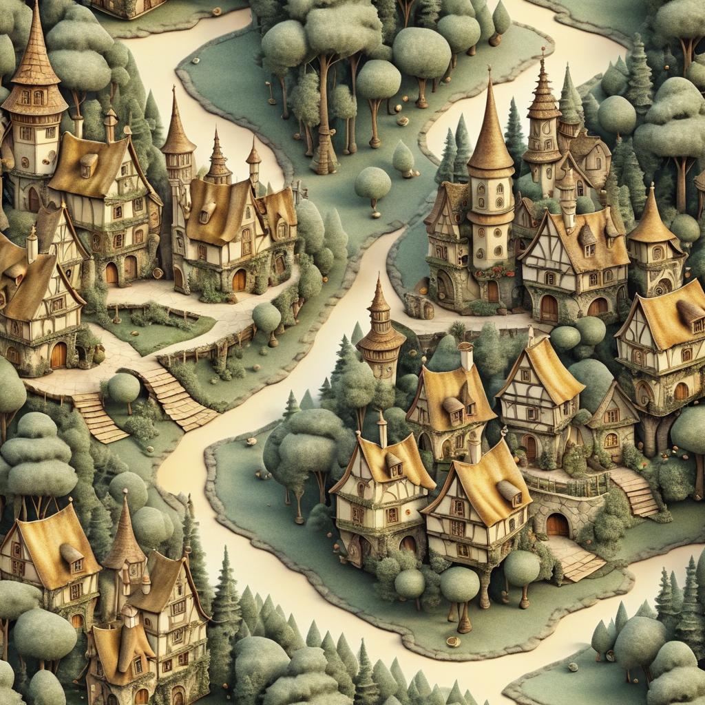 Charming Medieval Fairy Village Illustration