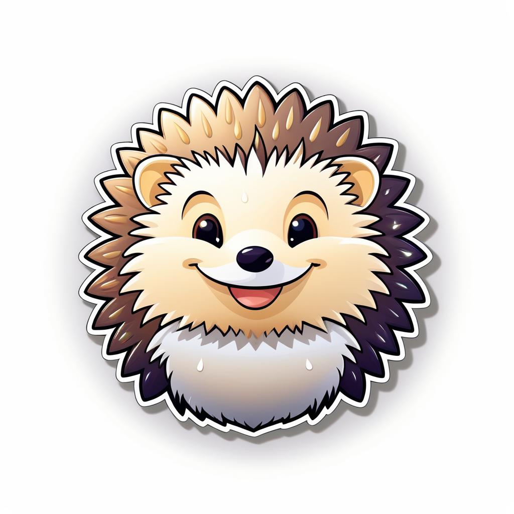 Charming Cartoon Hedgehog Sticker Design