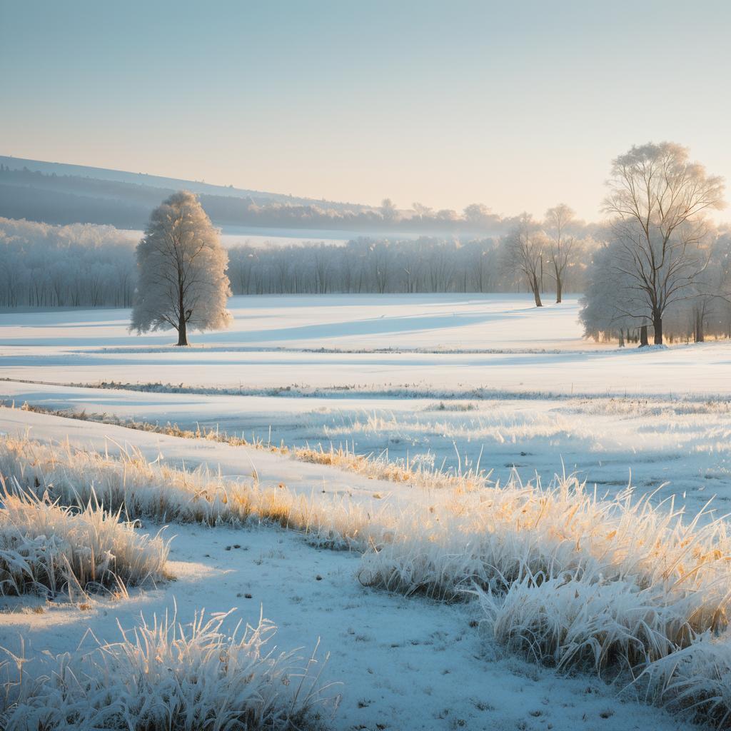 Serene Frosty Plains in Midday Light