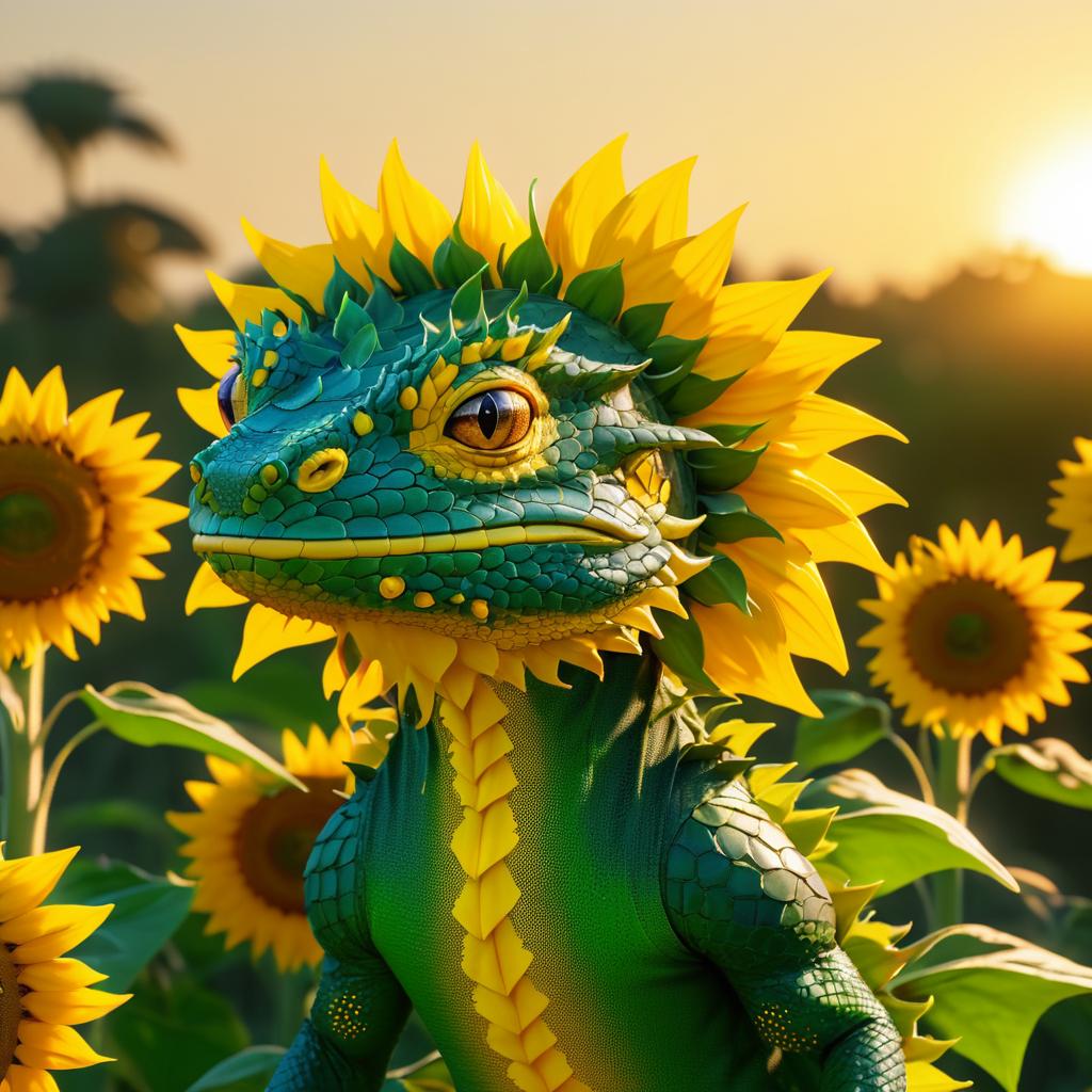 Serious Sunflower Dragon Lizard Portrait