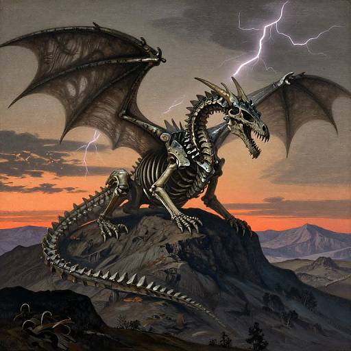 Colossal Skeletal Dragon at Dawn