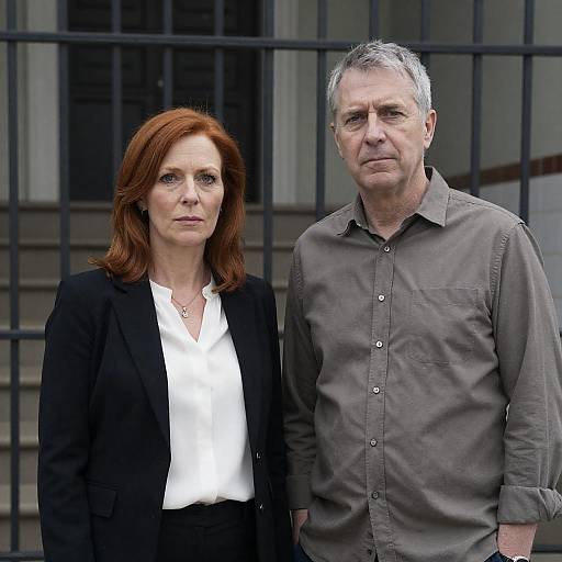 Serious Couple in Front of a Building