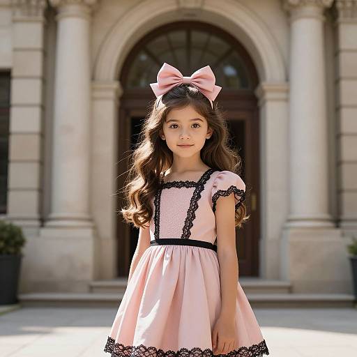 Elegant Young Girl by Classic Building