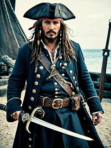 Caribbean Pirate Captain with Sword
