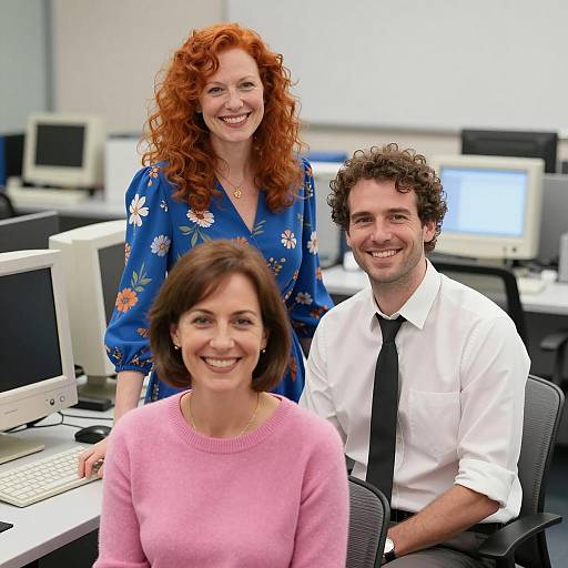 Cheerful Office Team in Vintage Setting