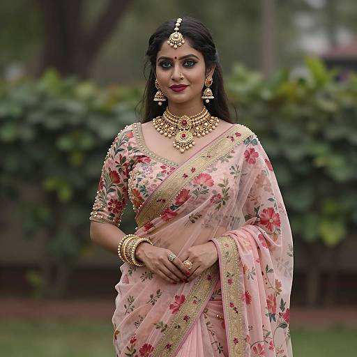 Elegant Floral Print Lehenga Photography