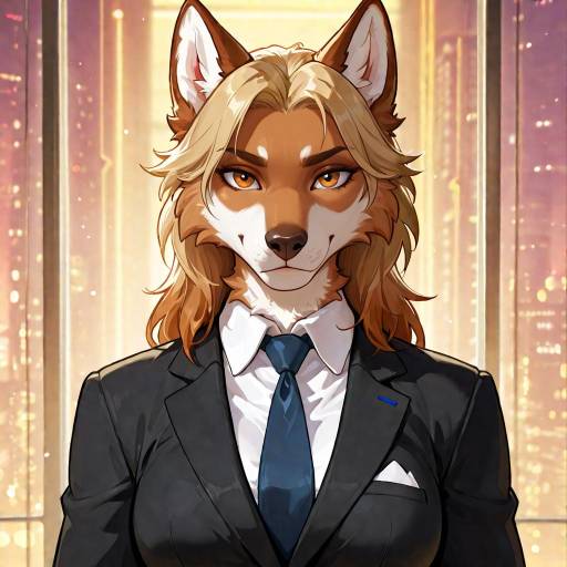 Expressive Female Wolf in Business Suit