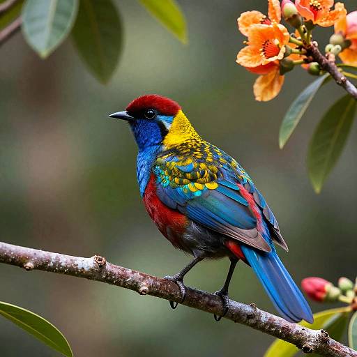 Vibrant Tropical Bird on Branch