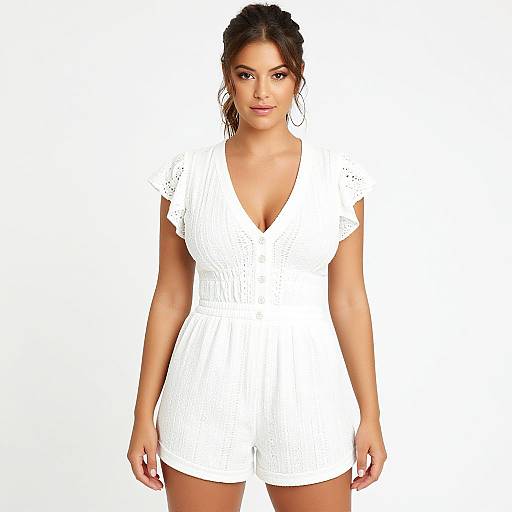 Summery Casual White Lace Romper
