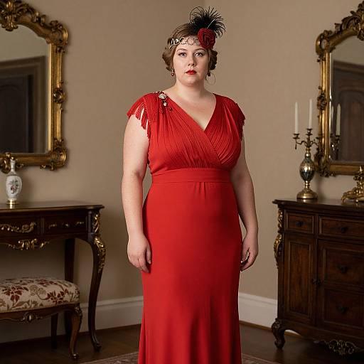 Plus Size 1920s Red Dress Costume