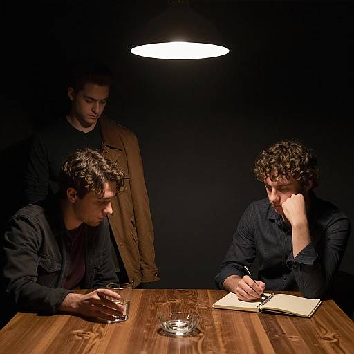 Intriguing Scene of Two Men in Shadow