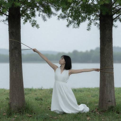 Serene Woman Reaching for Nature