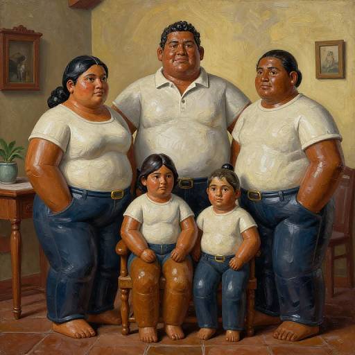 Botero Family Portrait in Cozy Setting