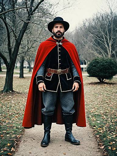 Man in Renaissance Costume with Red Cape