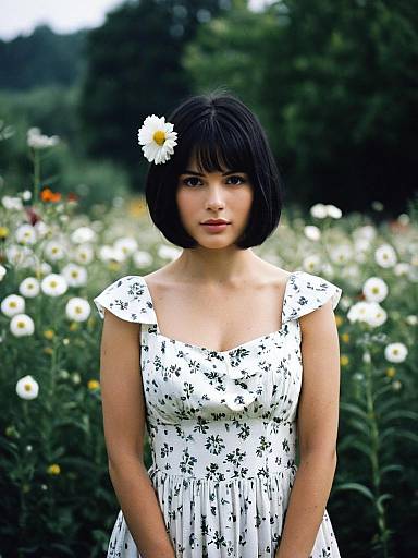 Short-Haired Girl in White Frock