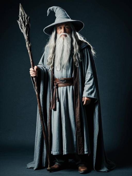 Man in Gandalf Costume with Staff