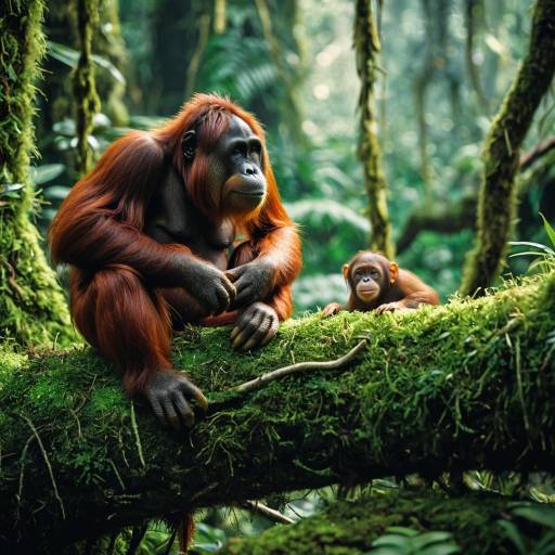 Orangutan and Jerboa in Lush Rainforest