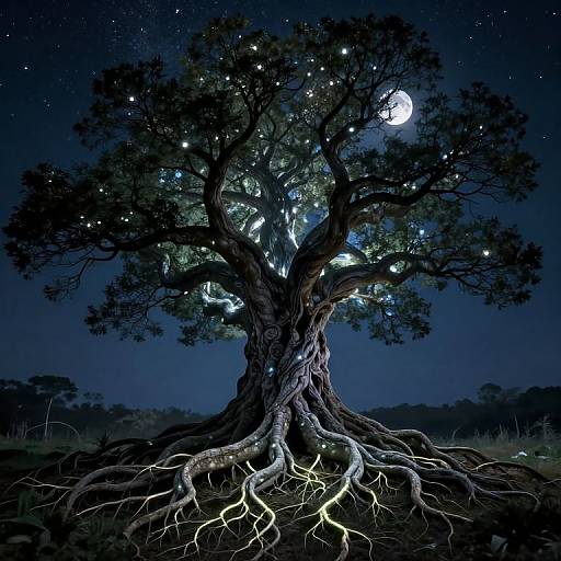 Moonlit Ancient Tree of Serenity