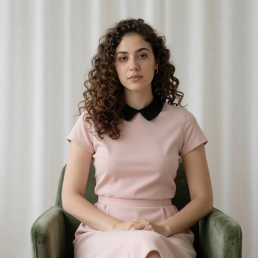 Brown-Haired Woman in Pink Dress Portrait