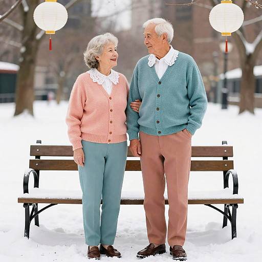 Elderly Couple's Vintage Valentine Outfits