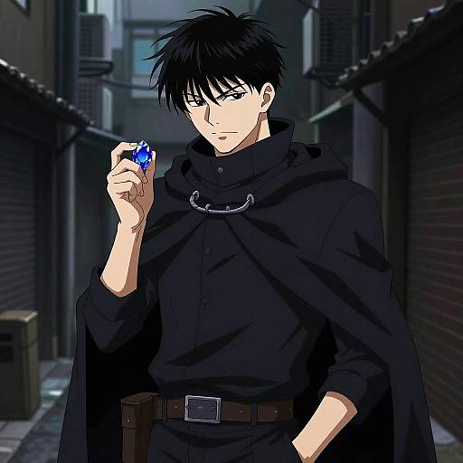 Anime Thief Holding Stolen Gemstone