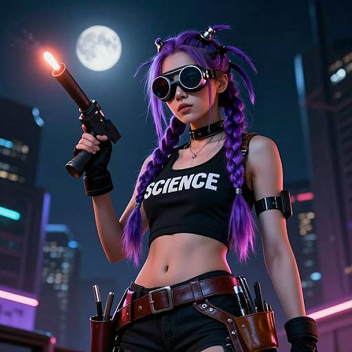 Cinematic Cyberpunk Woman with Blowtorch