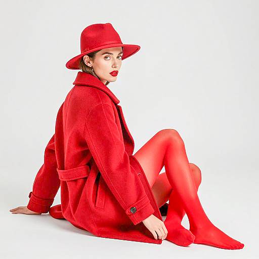 Elegant Woman in Red Ensemble Portrait