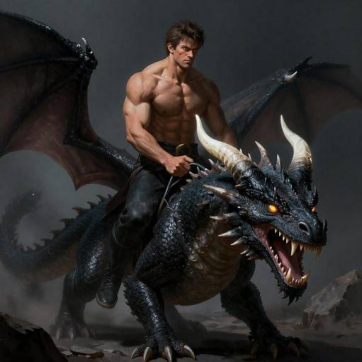 Epic Scene: Warrior on a Dragon