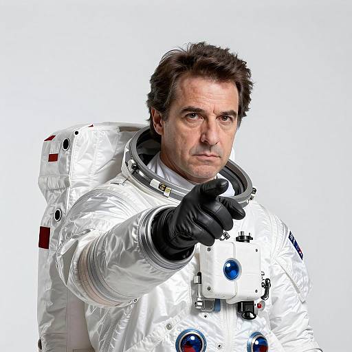 Serious Astronaut Portrait on White