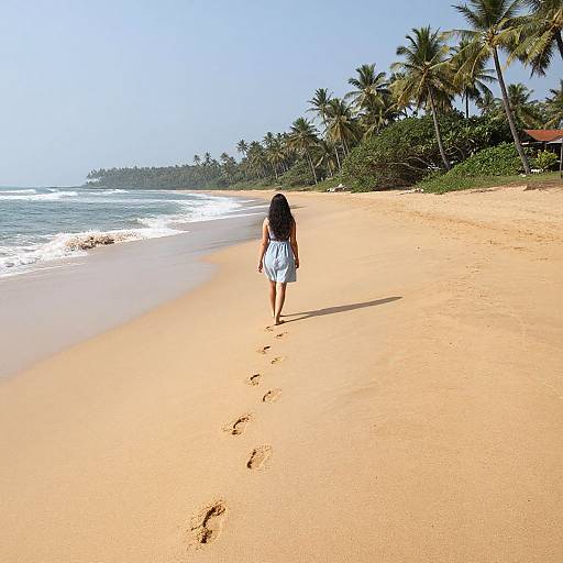 Woman Walking on Serene Kerala Beach