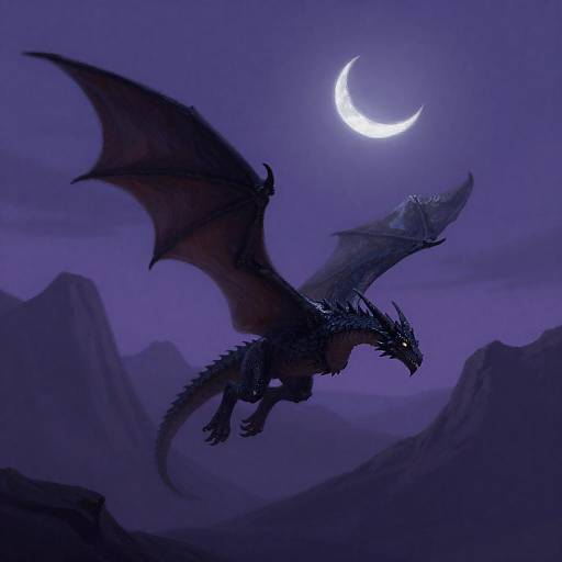 Mysterious Dragon in a Night Sky