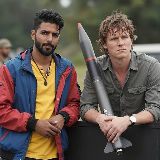 Outdoor Snapshot of Two Unique Men