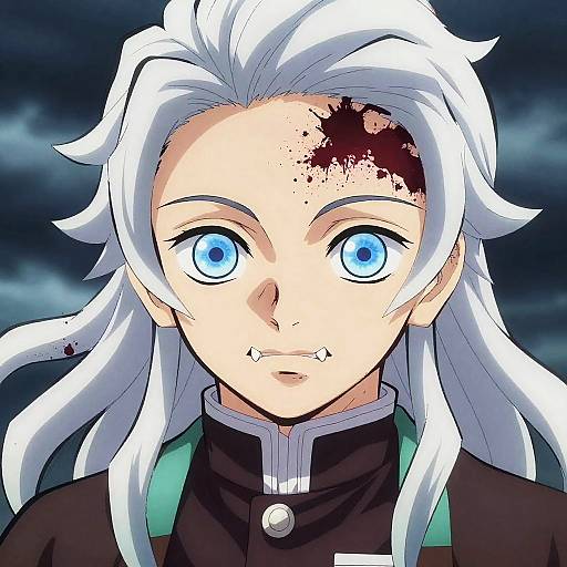 White-Haired Demon Slayer Portrait