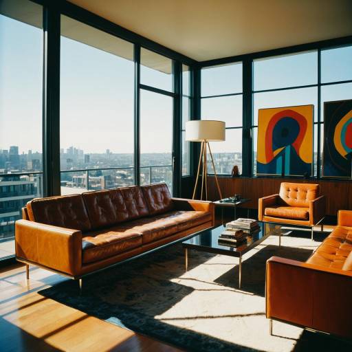 Modern Mid-Century Leather Living Room